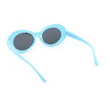 Womens Iridescent Rose Flower Stud Oval Mod Fashion Sunglasses