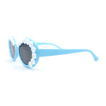 Womens Iridescent Rose Flower Stud Oval Mod Fashion Sunglasses