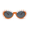 Womens Iridescent Rose Flower Stud Oval Mod Fashion Sunglasses