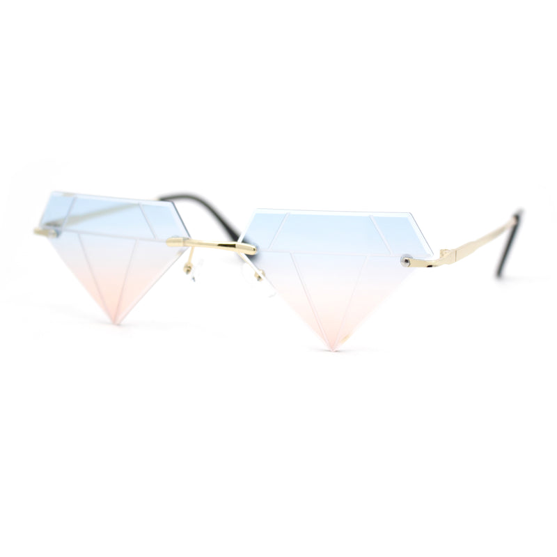 Bling Diamond Shape Baller Rimless Hustler Fashion Sunglasses