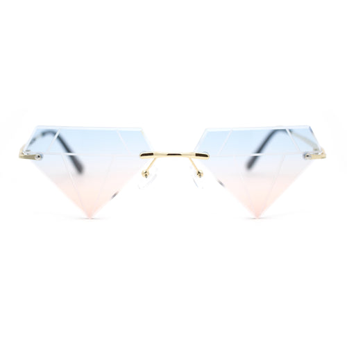 Bling Diamond Shape Baller Rimless Hustler Fashion Sunglasses