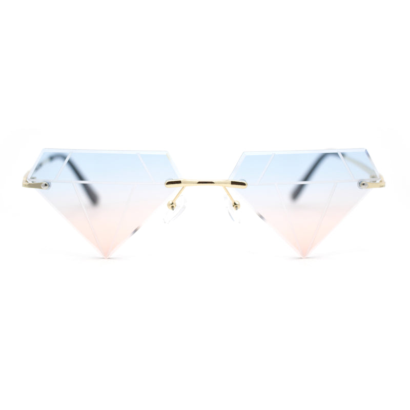 Bling Diamond Shape Baller Rimless Hustler Fashion Sunglasses