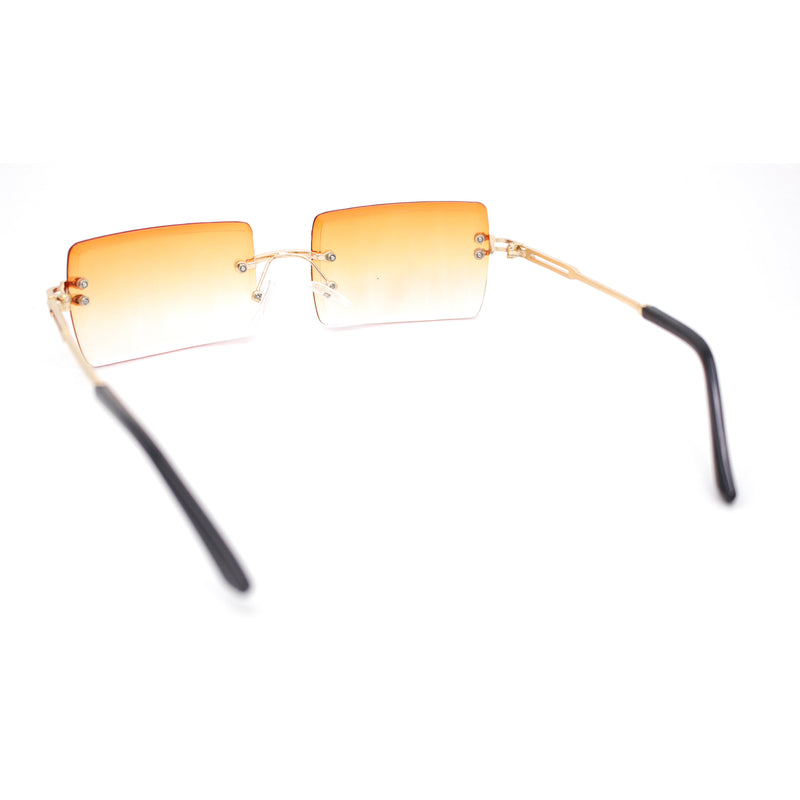 Luxury Rimless Showy Hustler Rectangle Metal Rim Sunglasses