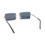 Luxury Rimless Showy Hustler Rectangle Metal Rim Sunglasses
