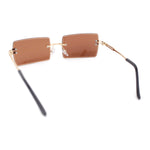 Luxury Rimless Showy Hustler Rectangle Metal Rim Sunglasses