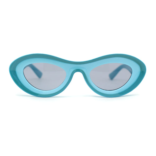 Womens Unique Retro Futurism Thick Plastic Cat Eye Concave Sunglasses