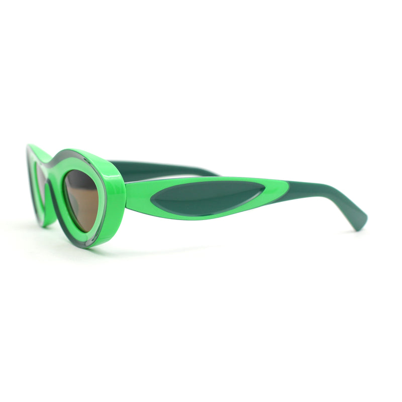 Womens Unique Retro Futurism Thick Plastic Cat Eye Concave Sunglasses