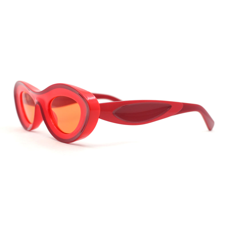 Womens Unique Retro Futurism Thick Plastic Cat Eye Concave Sunglasses