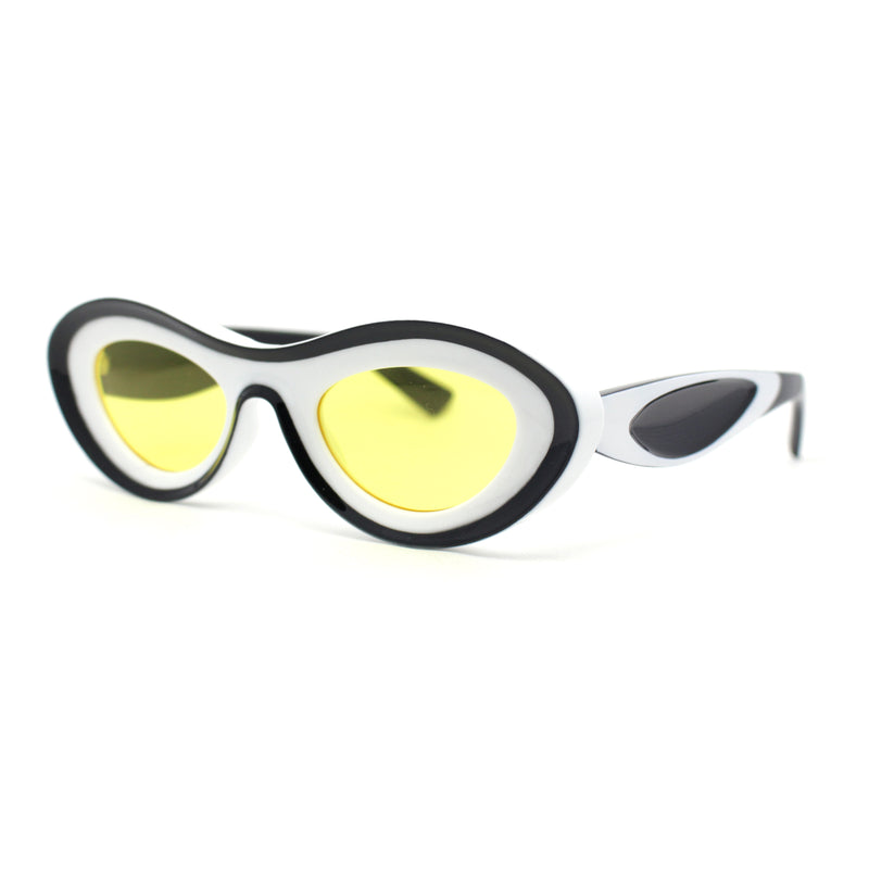 Womens Unique Retro Futurism Thick Plastic Cat Eye Concave Sunglasses