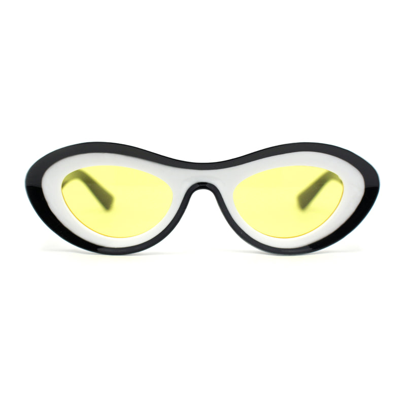 Womens Unique Retro Futurism Thick Plastic Cat Eye Concave Sunglasses