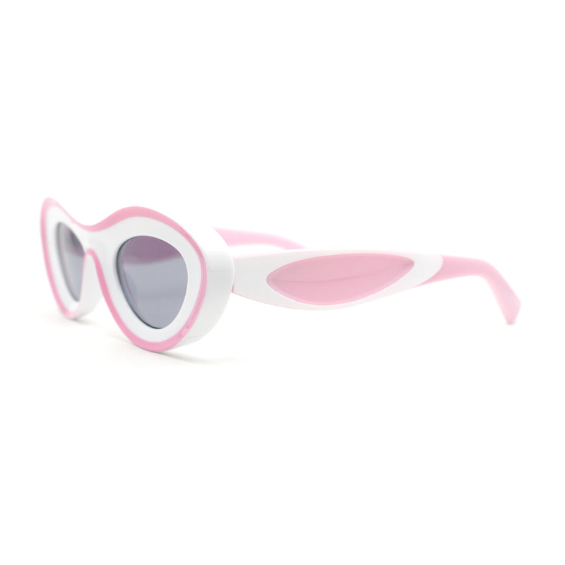 Womens Unique Retro Futurism Thick Plastic Cat Eye Concave Sunglasses