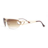 Womens Rimless Wrap Heart Jewel Hinge Luxury Designer Sunglasses