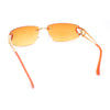 Womens Rimless Wrap Heart Jewel Hinge Luxury Designer Sunglasses