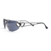 Womens Rimless Wrap Heart Jewel Hinge Luxury Designer Sunglasses