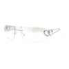 Womens Rimless Wrap Heart Jewel Hinge Luxury Designer Sunglasses