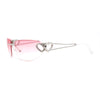 Womens Rimless Wrap Heart Jewel Hinge Luxury Designer Sunglasses