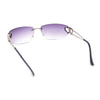 Womens Rimless Wrap Heart Jewel Hinge Luxury Designer Sunglasses