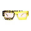 Funky 80s Asymmetrical Rectangle Thick Plastic Horn Rim Arm Sunglasses