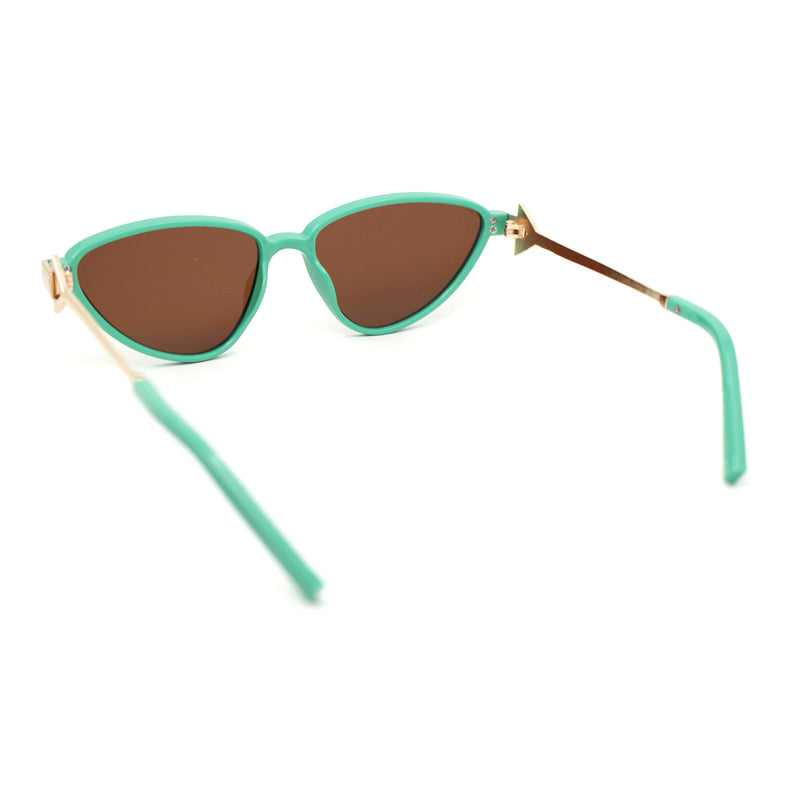 Womens Arrow Triangle Jewel Hinge Thin Plastic Cat Eye Designer Sunglasses