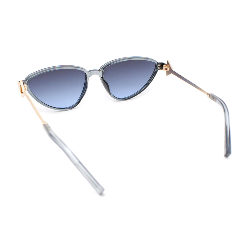 Womens Arrow Triangle Jewel Hinge Thin Plastic Cat Eye Designer Sunglasses