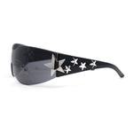 Rimless Wrap Around Shield Star Shimmer Sparkle Jewel Diva Sunglasses