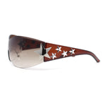 Rimless Wrap Around Shield Star Shimmer Sparkle Jewel Diva Sunglasses