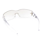 Rimless Wrap Around Shield Star Shimmer Sparkle Jewel Diva Sunglasses