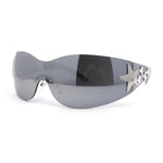 Rimless Wrap Around Shield Star Shimmer Sparkle Jewel Diva Sunglasses