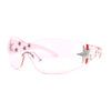 Rimless Wrap Around Shield Star Shimmer Sparkle Jewel Diva Sunglasses