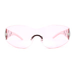 Rimless Wrap Around Shield Star Shimmer Sparkle Jewel Diva Sunglasses