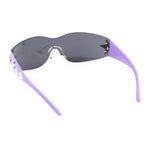 Rimless Wrap Around Shield Star Shimmer Sparkle Jewel Diva Sunglasses