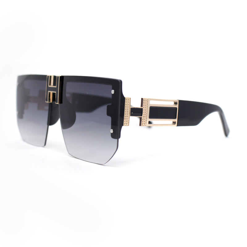 Womens Luxury Rimless Jewel Rectangle Designer Mafia Fashion Sunglasses