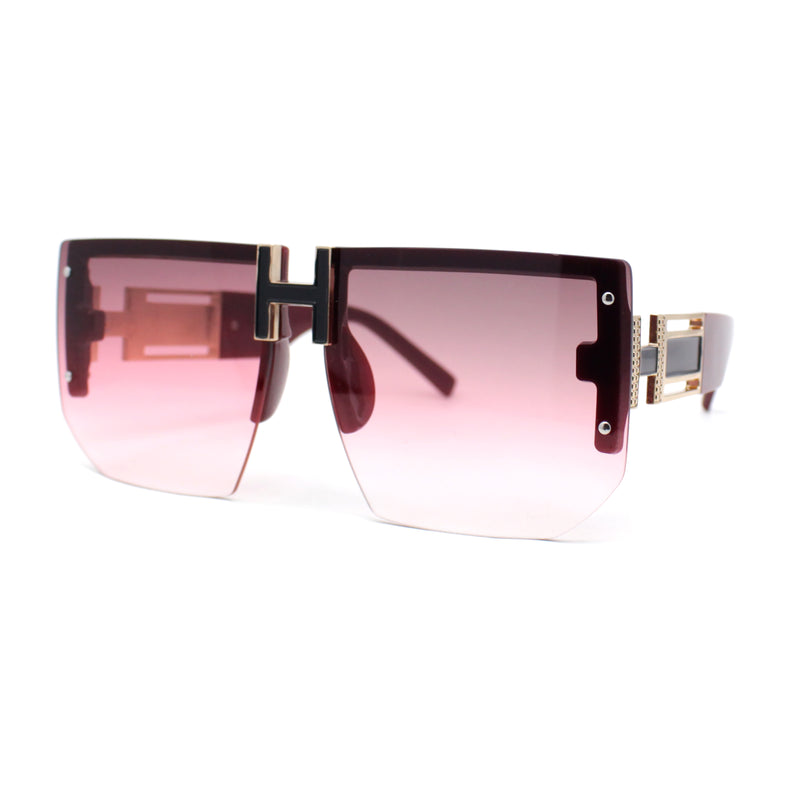 Womens Luxury Rimless Jewel Rectangle Designer Mafia Fashion Sunglasses