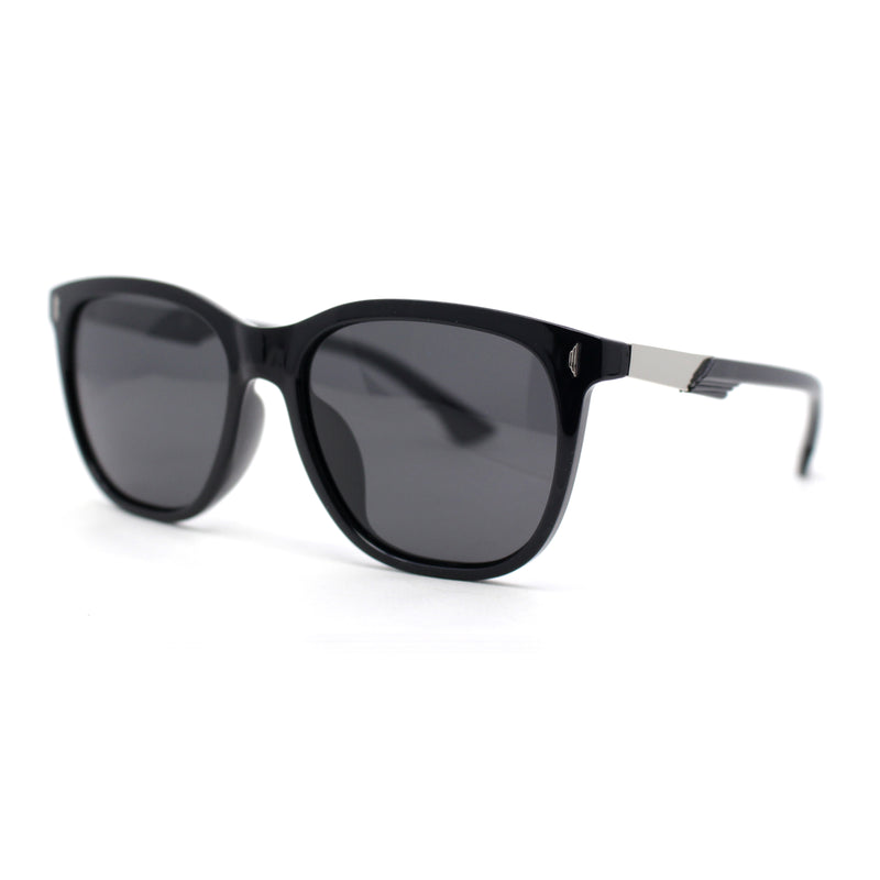 Polarized Fancy Gentlemans Horn Rim Sleek Plastic Rectangle Sunglasses