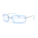 90s Rimless Curved Rectangle Agent Style Plastic Sunglasses