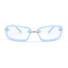 90s Rimless Curved Rectangle Agent Style Plastic Sunglasses