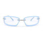 90s Rimless Curved Rectangle Agent Style Plastic Sunglasses