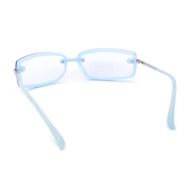 90s Rimless Curved Rectangle Agent Style Plastic Sunglasses