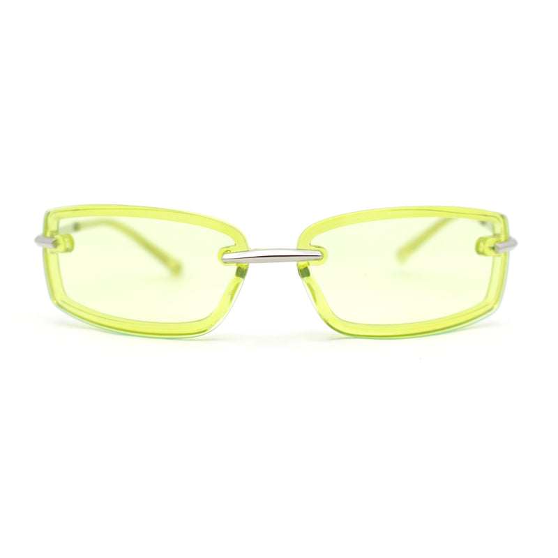 90s Rimless Curved Rectangle Agent Style Plastic Sunglasses