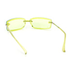 90s Rimless Curved Rectangle Agent Style Plastic Sunglasses