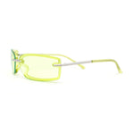 90s Rimless Curved Rectangle Agent Style Plastic Sunglasses