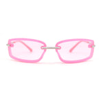 90s Rimless Curved Rectangle Agent Style Plastic Sunglasses