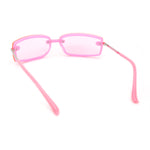 90s Rimless Curved Rectangle Agent Style Plastic Sunglasses