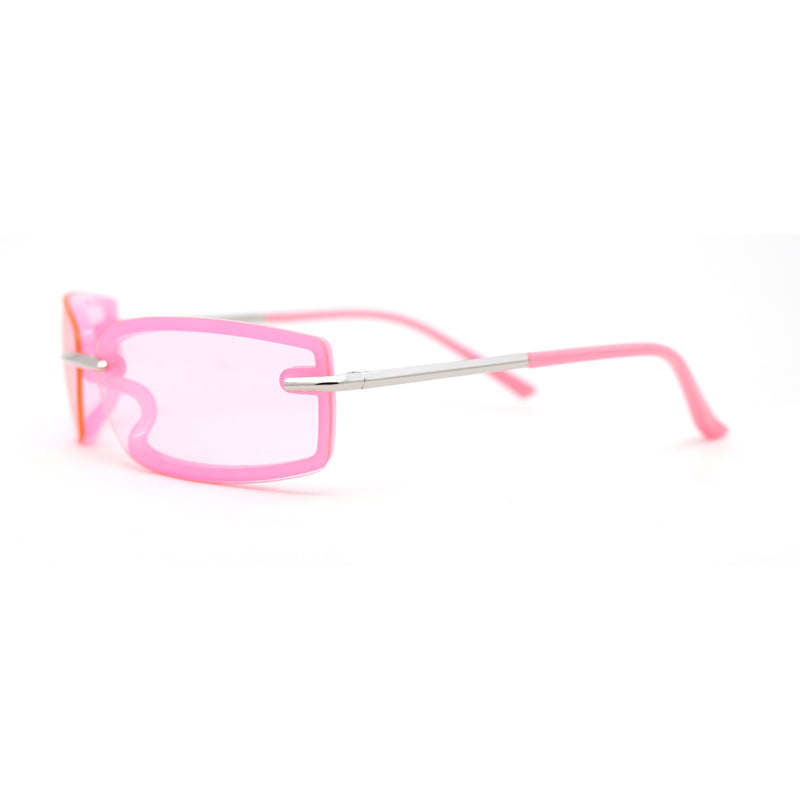 90s Rimless Curved Rectangle Agent Style Plastic Sunglasses