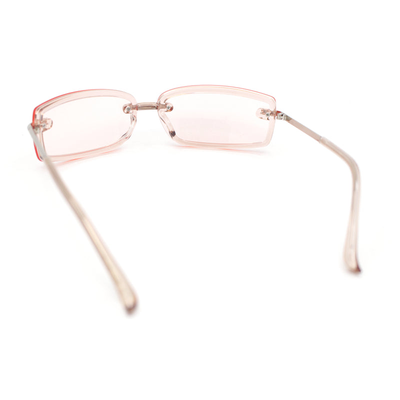 90s Rimless Curved Rectangle Agent Style Plastic Sunglasses