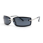 90s Rimless Curved Rectangle Agent Style Plastic Sunglasses