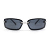 90s Rimless Curved Rectangle Agent Style Plastic Sunglasses