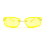 90s Rimless Curved Rectangle Agent Style Plastic Sunglasses