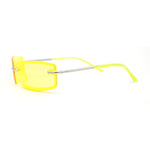 90s Rimless Curved Rectangle Agent Style Plastic Sunglasses