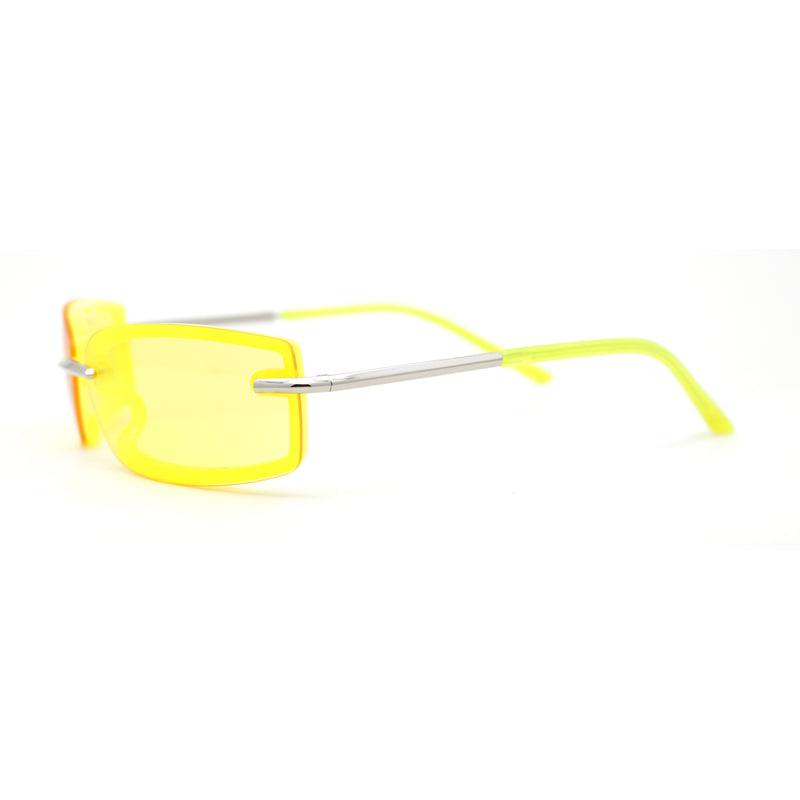 90s Rimless Curved Rectangle Agent Style Plastic Sunglasses